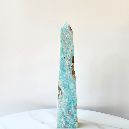 Caribbean Calcite Natural Rough Obelisk Tower 1