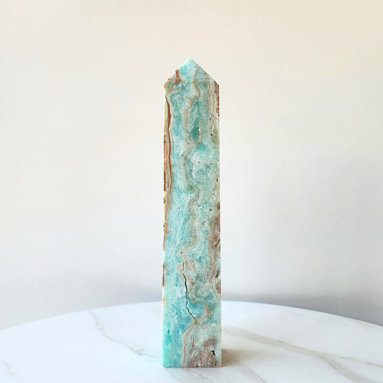 Caribbean Calcite Natural Rough Obelisk Tower 1