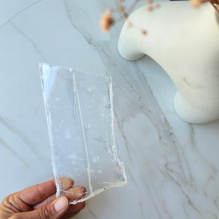 Selenite Slab Slice Clear