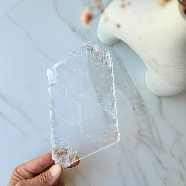 Selenite Slab Slice Clear