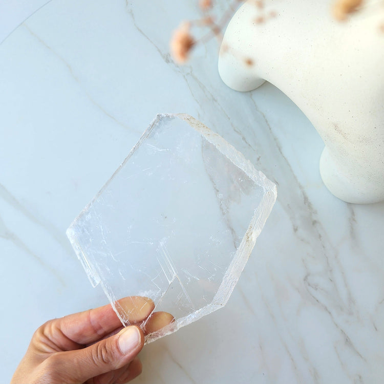 Selenite Slab Slice Clear