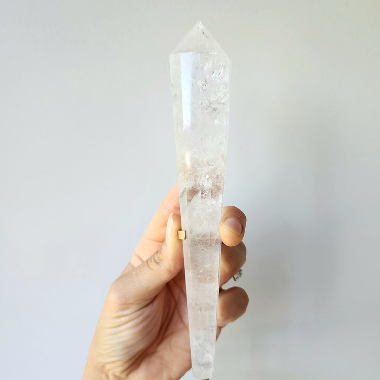 Clear Quartz Multi Faceted Point with stand 2