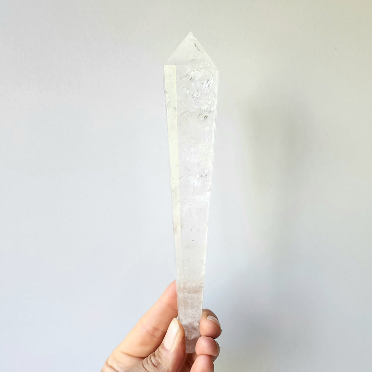 Clear Quartz Multi Faceted Point with stand 2