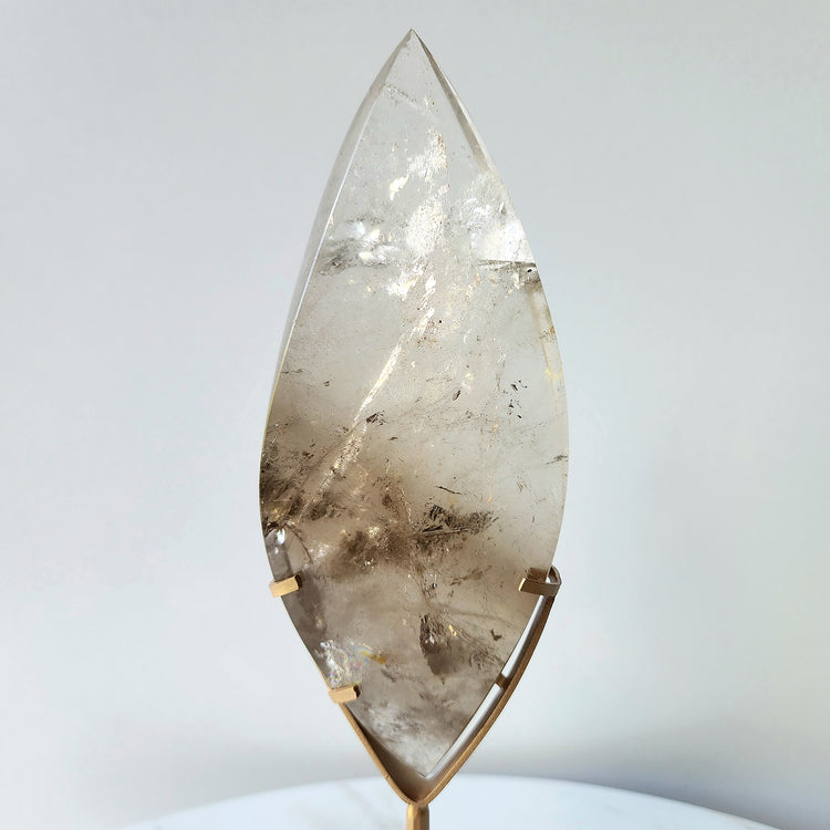 Smokey Quartz AAA Carved Flame on Stand 1