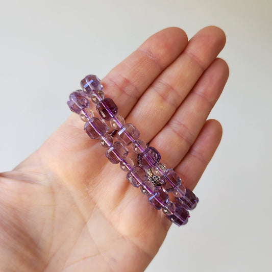 Amethyst Cube Bead Bracelet