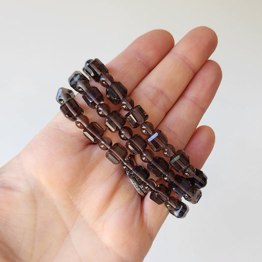 Smokey Quartz Cube Bead Bracelet