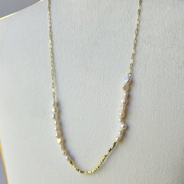 Fresh Water Pearl Necklace Paper Clip Chain