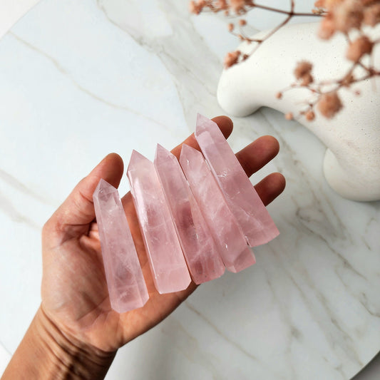 Rose Quartz Crystal AAA Tower Small - Crystals and Me | Crystal Candles and Ethically Sourced Crystals