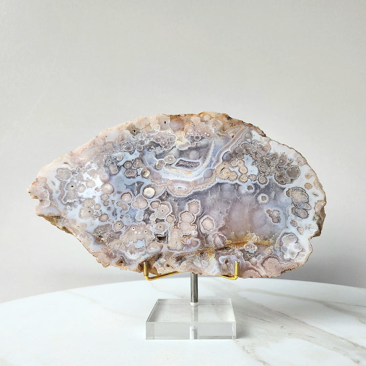 Rare Pink Amethyst Crystal with Cherry Blossom Flower Agate Slab 2