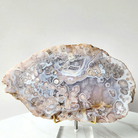 Rare Pink Amethyst Crystal with Cherry Blossom Flower Agate Slab 2