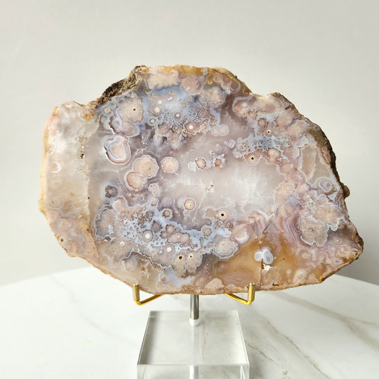 Rare Pink Amethyst Crystal with Cherry Blossom Flower Agate Slab 1