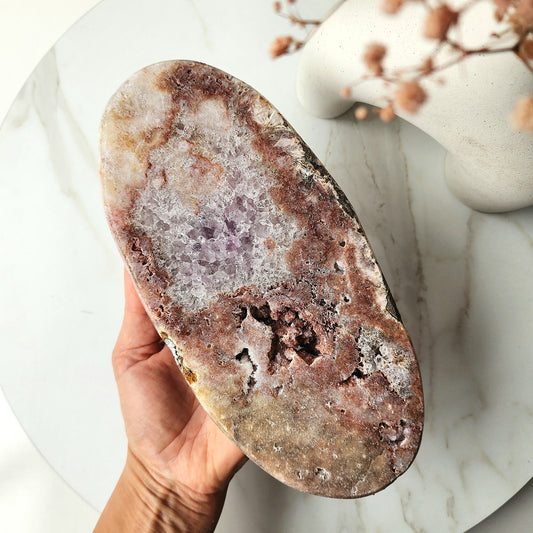 Pink Amethyst Crystal Oval Slab