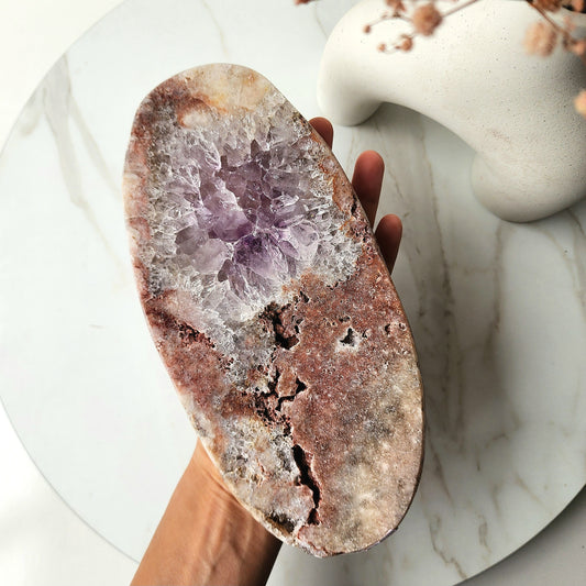 Pink Amethyst Crystal Oval Slab