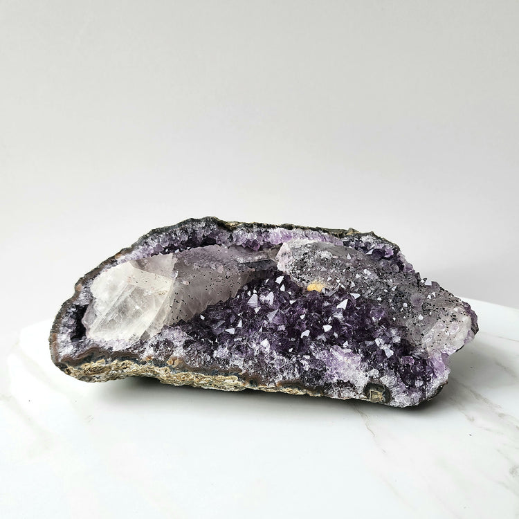 Amethyst Crystal Cluster with Calcite Inclusion