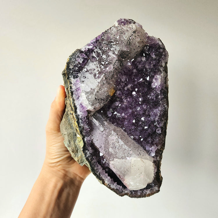 Amethyst Crystal Cluster with Calcite Inclusion