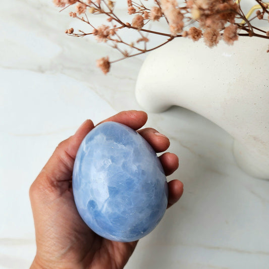 Celestite Crystal Egg on stand 602g 2