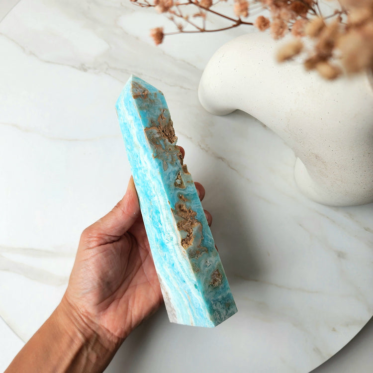 Caribbean Calcite Natural Rough Obelisk Tower 4