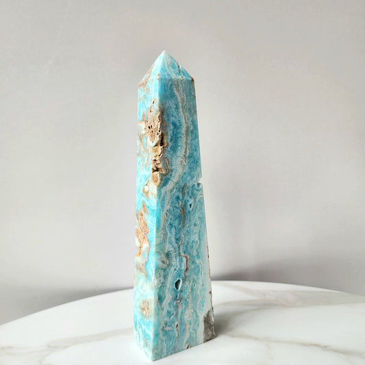 Caribbean Calcite Natural Rough Obelisk Tower 4