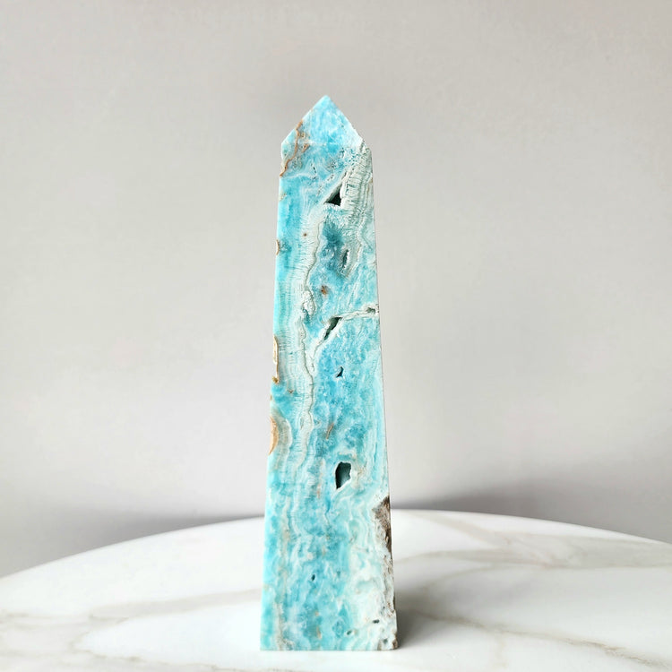 Caribbean Calcite Natural Rough Obelisk Tower 3