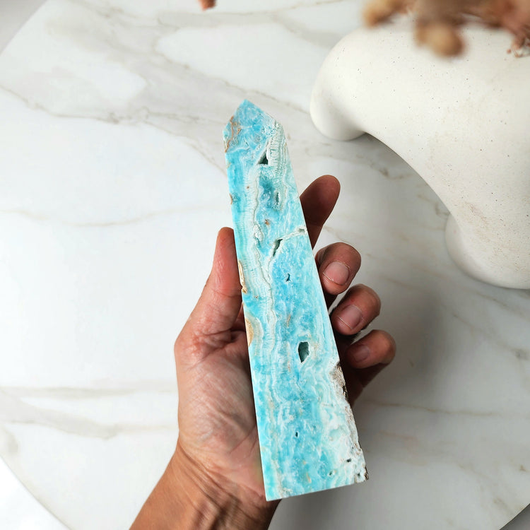 Caribbean Calcite Natural Rough Obelisk Tower 3