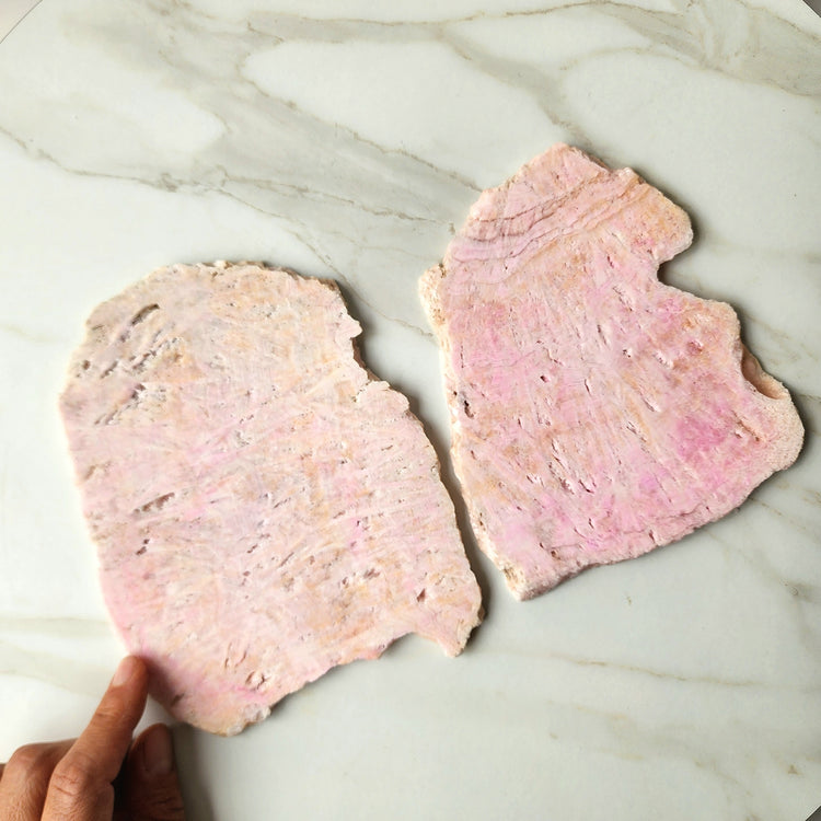 Pink Aragonite Crystal Slab Slice