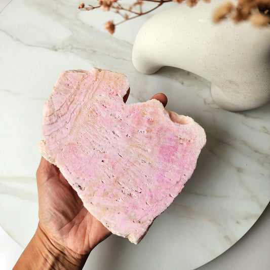 Pink Aragonite Crystal Slab Slice