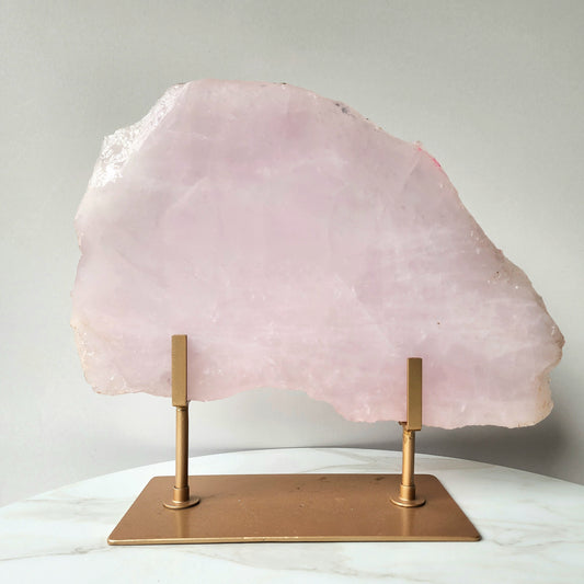 Rose Quartz Crystal Slab with Stand