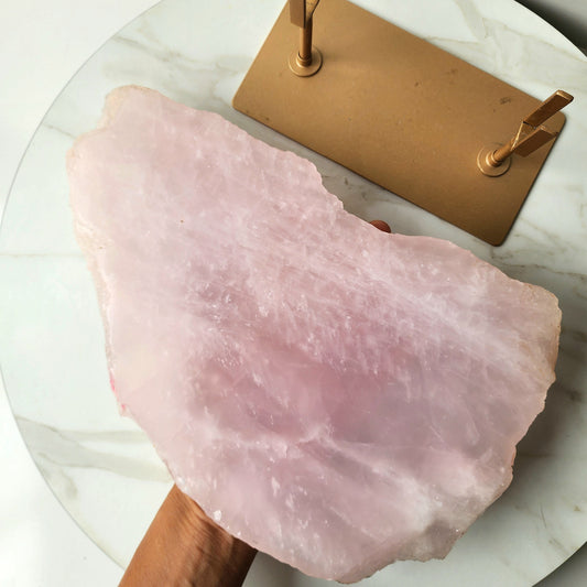 Rose Quartz Crystal Slab with Stand