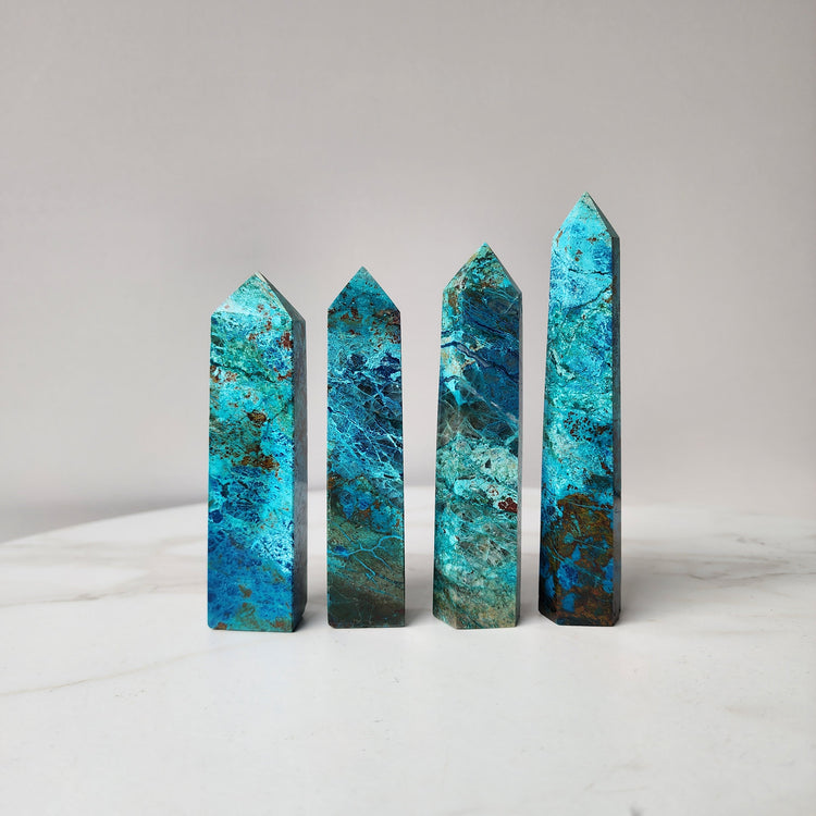 Chrysocolla Crystal Obelisk Tower Small