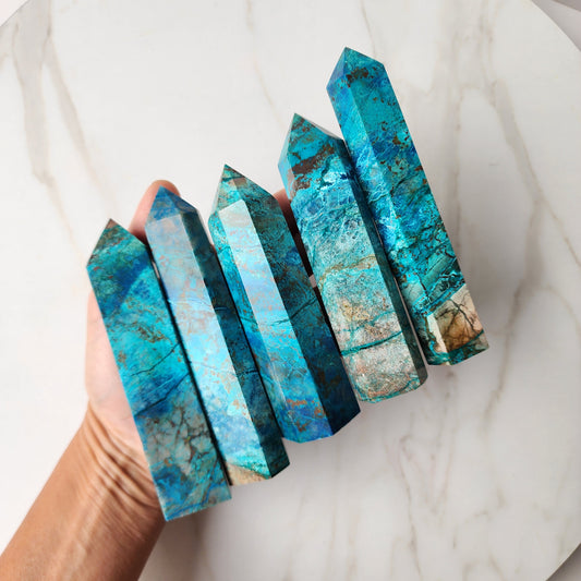 Chrysocolla Crystal Obelisk Tower Medium