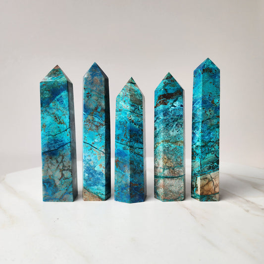 Chrysocolla Crystal Obelisk Tower Medium