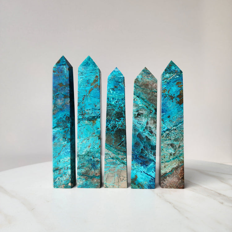 Chrysocolla Crystal Obelisk Tower Large