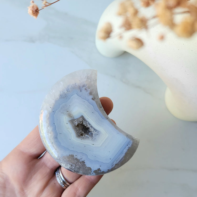 Agate Druzy Carved Heart with stand AAA