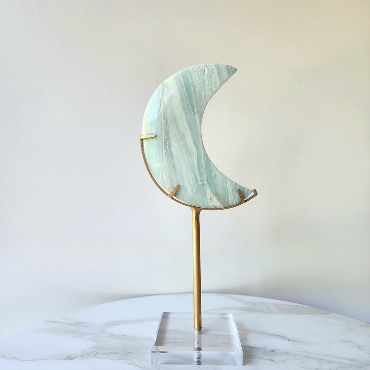 Amazonite Crystal Moon on stand