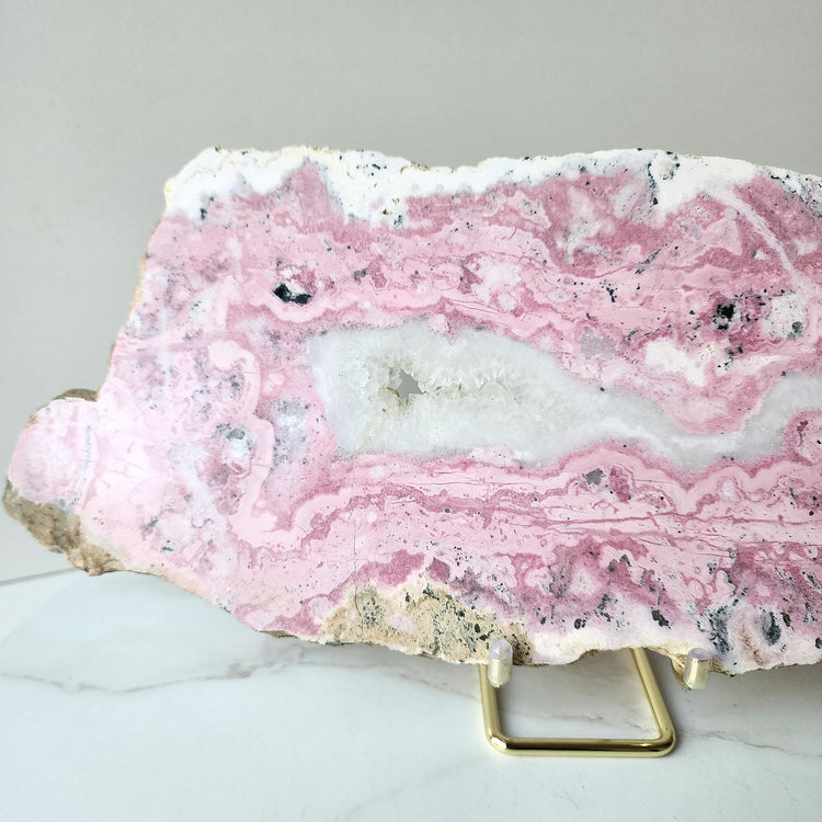 Rhodonite Crystal Slab XL with stand