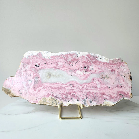 Rhodonite Crystal Slab XL with stand