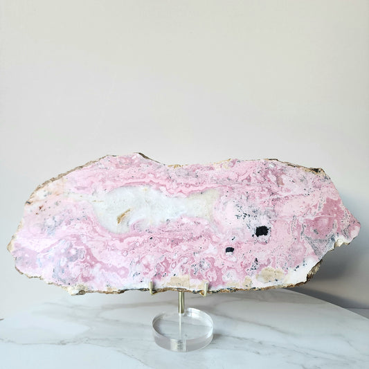 Rhodonite Crystal Slab XL with stand 2