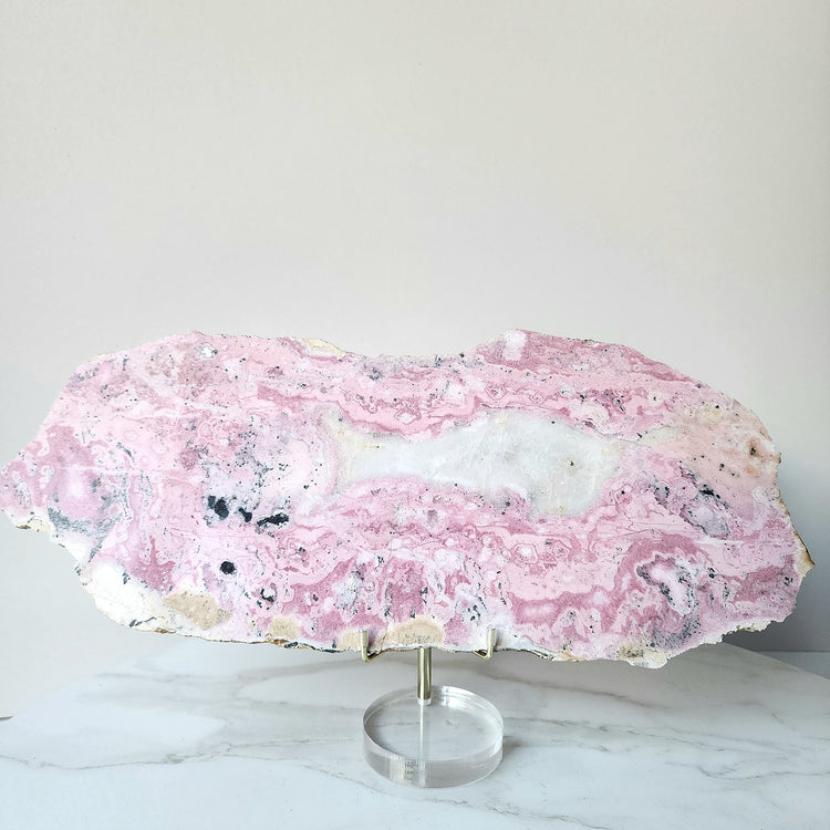 Rhodonite Crystal Slab XL with stand 2