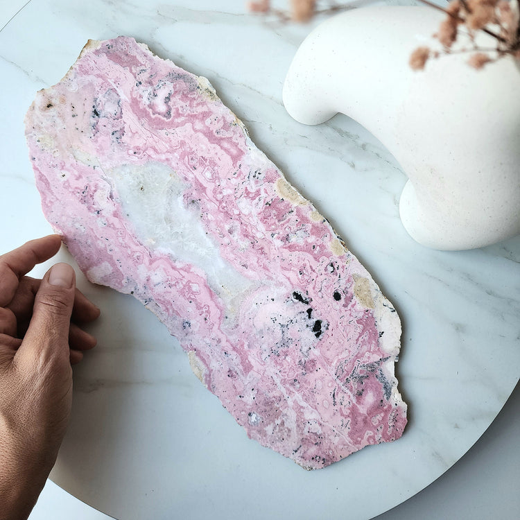 Rhodonite Crystal Slab XL with stand 2