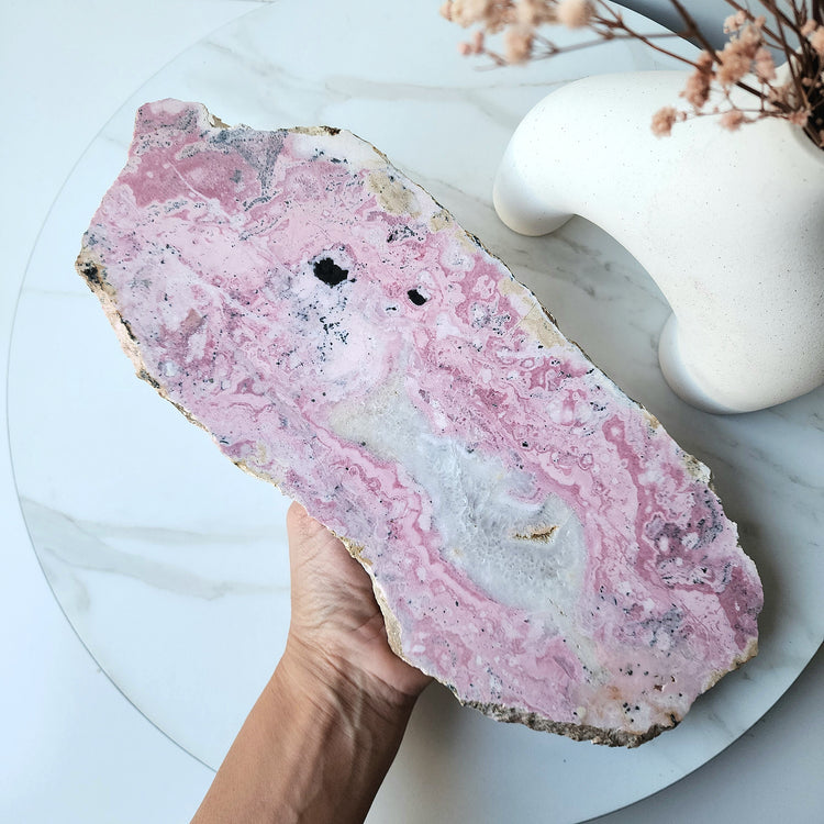 Rhodonite Crystal Slab XL with stand 2