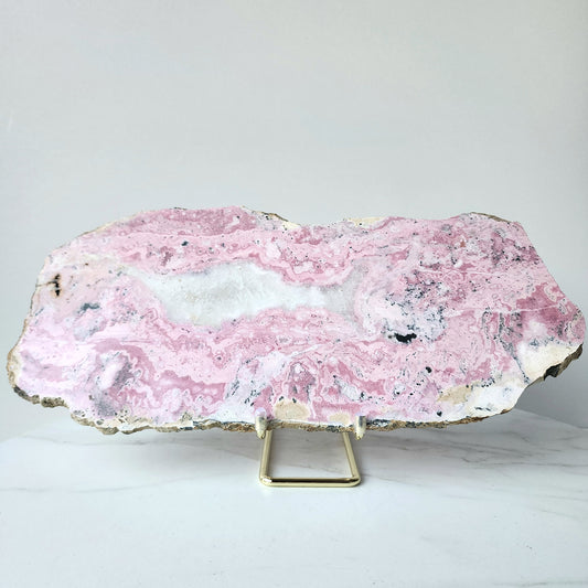 Rhodonite Crystal Slab XL with stand AAA