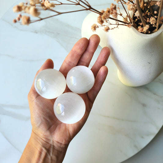 Selenite Crystal Mini Sphere - Crystals and Me | Crystal Candles and Ethically Sourced Crystals