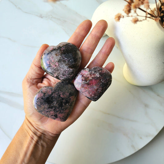 Rhodonite Crystal Heart - Crystals and Me | Crystal Candles and Ethically Sourced Crystals