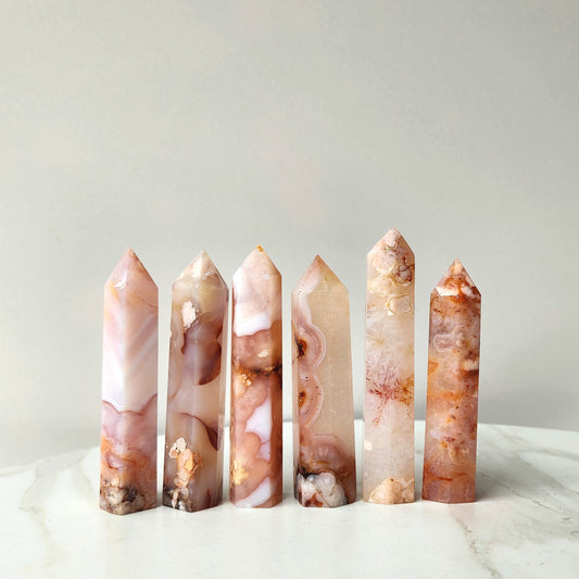 Carnelian Crystal with Flower Agate Crystal Tower Large