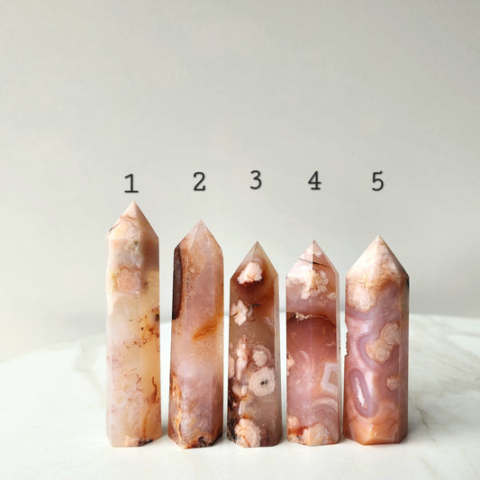 Carnelian Crystal with Flower Agate Crystal Tower Small