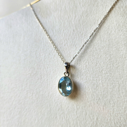 Blue Topaz Sterling Silver Pendant