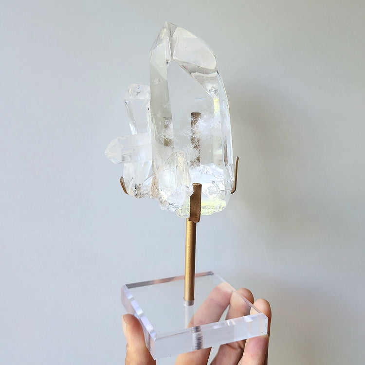 Clear Quartz AAA Grade Cluster Point on custom stand