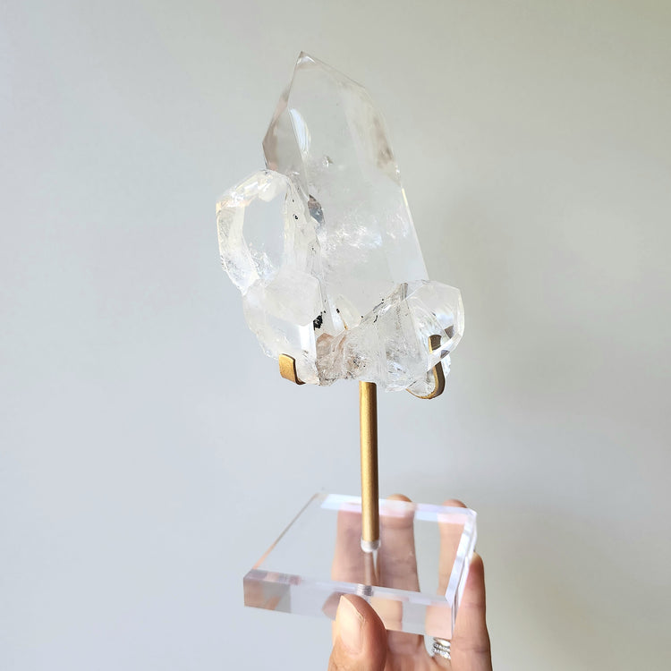 Clear Quartz AAA Grade Cluster Point on custom stand