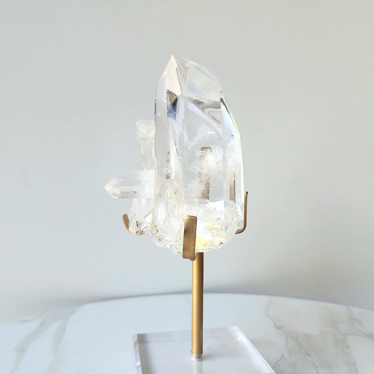 Clear Quartz AAA Grade Cluster Point on custom stand