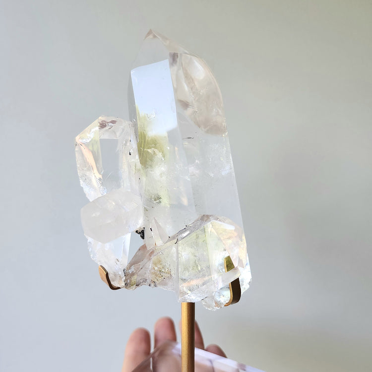 Clear Quartz AAA Grade Cluster Point on custom stand